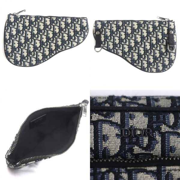 p03 st30908 9 Dior Saddle Oblique Jacquard Mini Leahter Pouch Navy