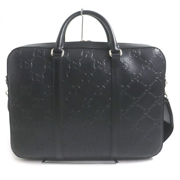 p09 st31222 4 Gucci GG Embossed Leather Briefcase Business Bag Black