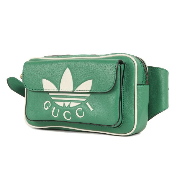 p13120448 a Gucci X Adidas Trefoil Logo Body Bag Nylon Green