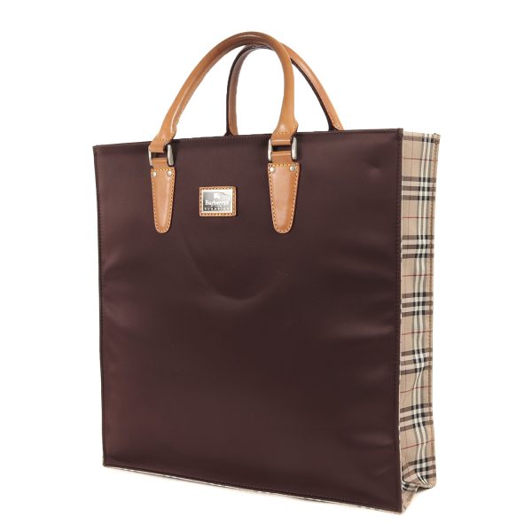 p14020465 a Burberry Square Hand Tote Bag Leather Brown