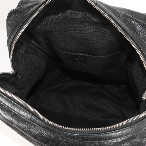 p14030031 d Gucci Interlocking G Magnetic Double Flap Leather Backpack Black