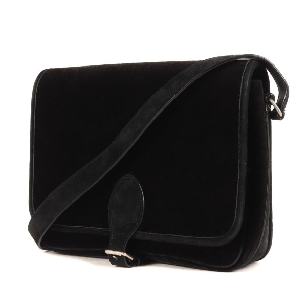 p14046090 a Saint Laurent Paris One Strap Flap Ysl Shoulder Bag Velvet Black