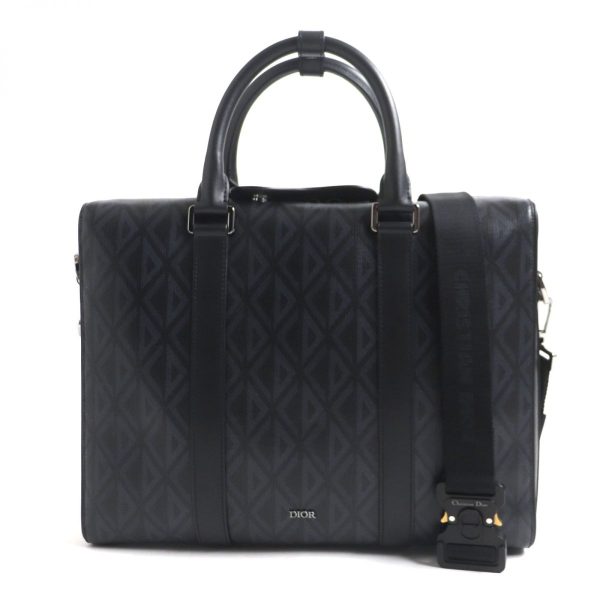 p15 st30807 1 Dior CD Diamond briefcase Leather business bag Black