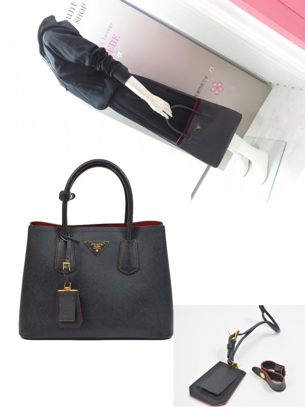 ppbb3001244a Prada Doubre Small Leather Shoulder Bag Black