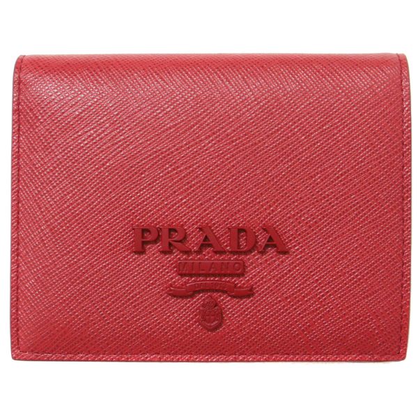 pr13090043 1 Prada Bifold Wallet Saffiano Leather Red