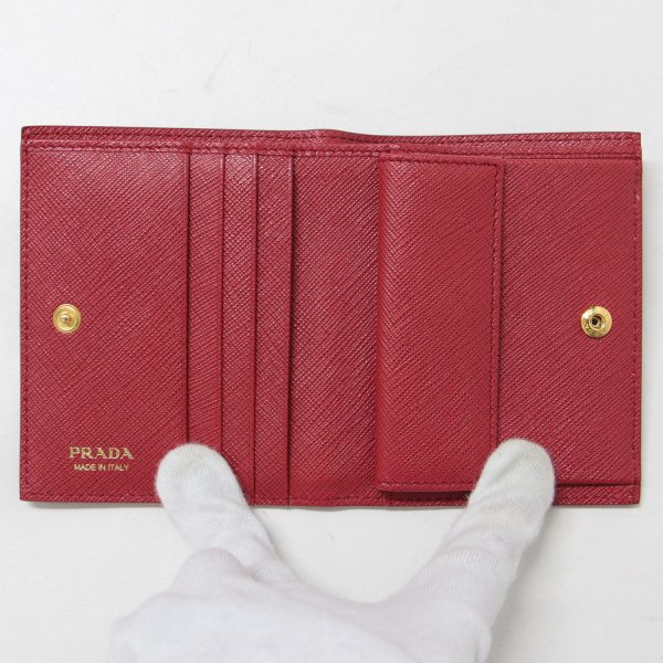 pr13090043 3 Prada Bifold Wallet Saffiano Leather Red