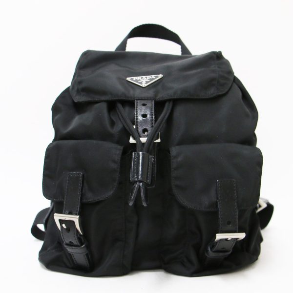 pr14052129 3 Prada Logo Plate Rucksack Backpack Nylon Black