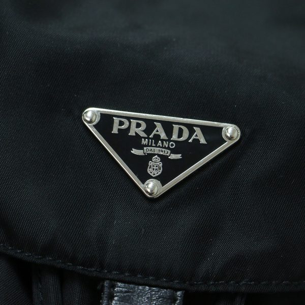 pr14052129 7 Prada Logo Plate Rucksack Backpack Nylon Black