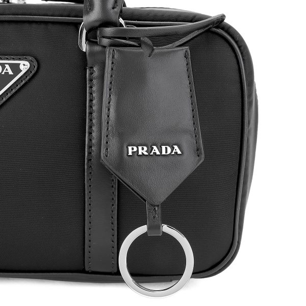 pz1bb098rdlnf0002 8 Prada Renylon Leather Handbag Black Silver