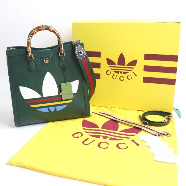 q102 st30419 2 Gucci x Adidas Diana Large Tote Bag Dark Green