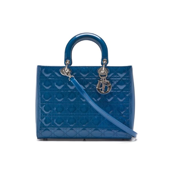 qrmbr4lbp1prm 1 Dior Lady Dior Cannage Leather Handbag Enamel Blue