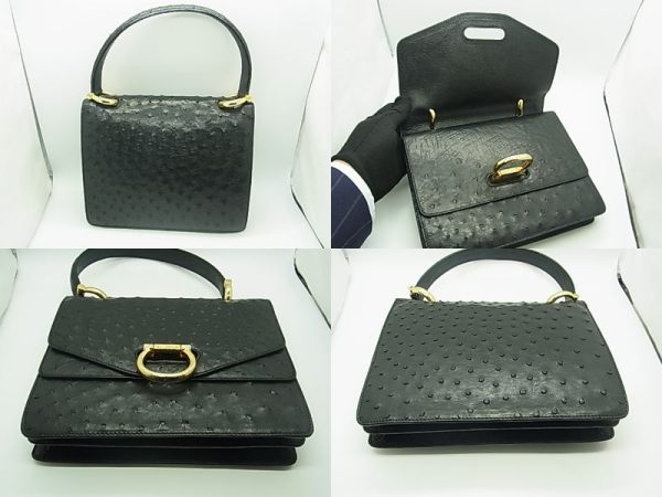 r04030302 1 Celine Ostrich Handbag Black