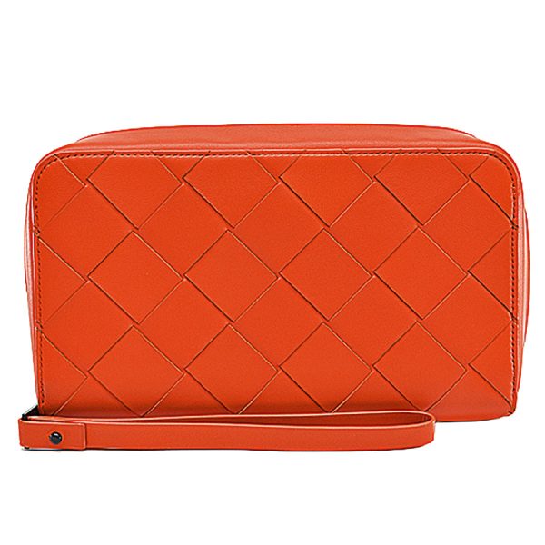 r9250g 1 Bottega Veneta Clutch Bag Maxi Intrecciato Leather Orange