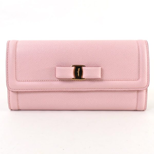 r9408f Salvatore Ferragamo Long Wallet Leather Pink