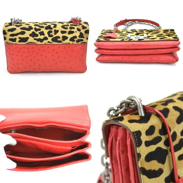 r9463a 2 c Prada Leather Crossbody Shoulder Bag Leopard Red