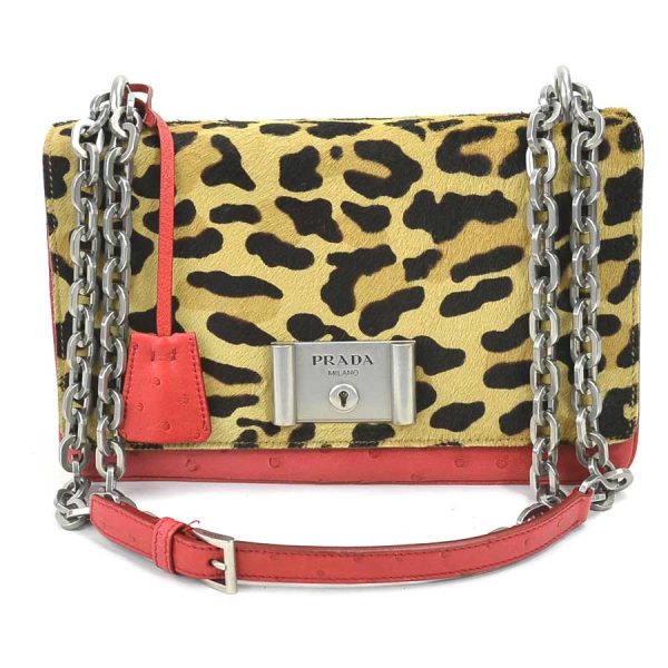 r9463a Prada Leather Crossbody Shoulder Bag Leopard Red