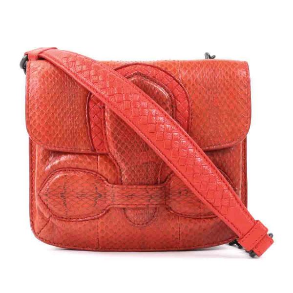 r9464f Bottega Veneta Python Leather Crossbody Shoulder Bag Red