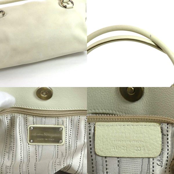 r9533a 10 c Salvatore Ferragamo Shoulder Bag Gancini Leather Ivory