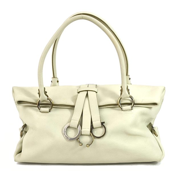 r9533a Salvatore Ferragamo Shoulder Bag Gancini Leather Ivory