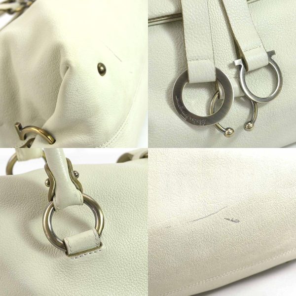 r9533a 6 c Salvatore Ferragamo Shoulder Bag Gancini Leather Ivory