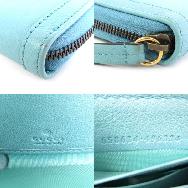 r9660a 4 c Gucci GG Marmont Diana Leather Round Zipper Long Wallet Blue