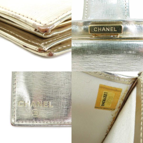 r9693f 7 c Chanel Coco Mark Leather Bifold Wallet Gold