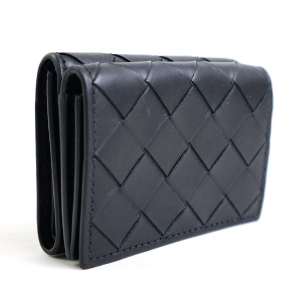 r9761k 1 Bottega Veneta Trifold Wallet Intrecciato Leather Black