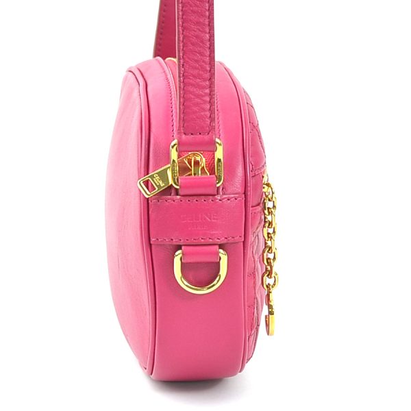 r9891a 1 Celine Leather Crossbody Shoulder Bag Pink