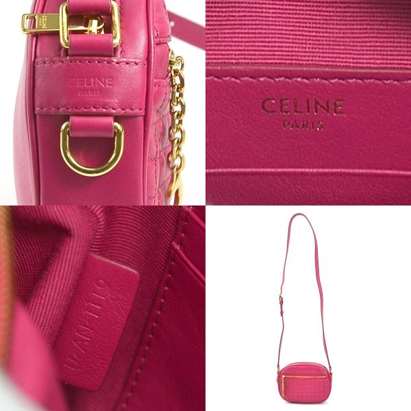 r9891a 10 c Celine Leather Crossbody Shoulder Bag Pink