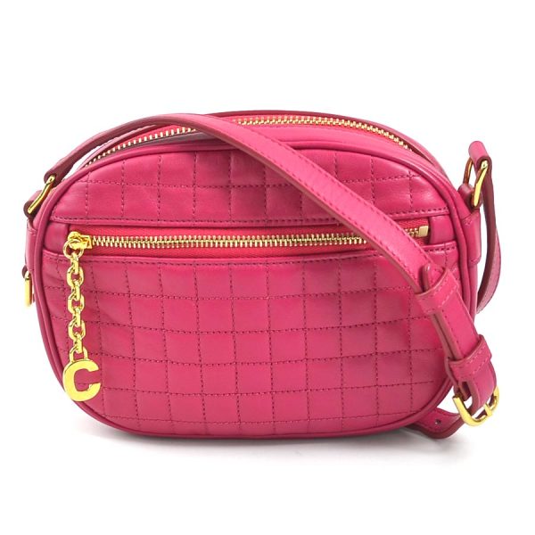 r9891a Celine Leather Crossbody Shoulder Bag Pink