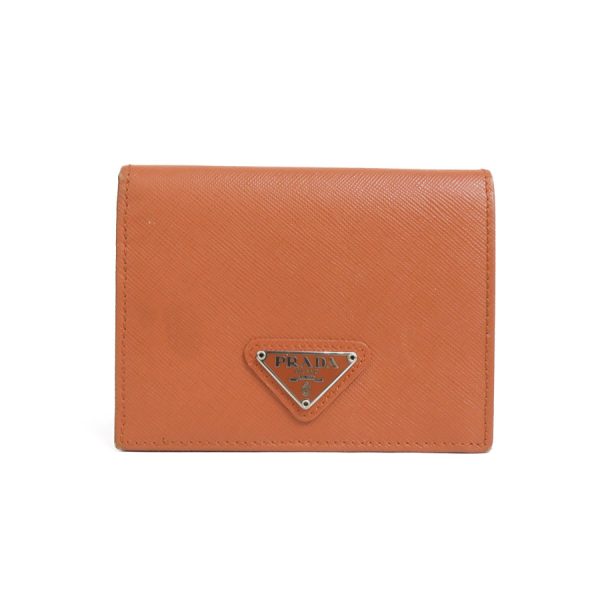 r9930f Prada Leather Bifold Wallet Orange