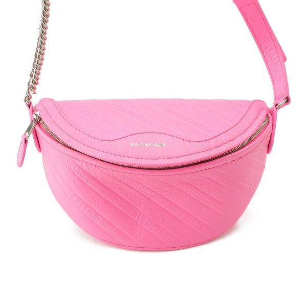 re bal sh w 00091 Balenciaga Souvenir Leather Body Bag XXS Pink