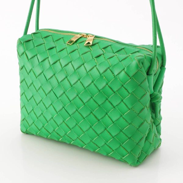 re bot ha w 00055 1 Bottega Veneta Intrecciato Small Loop Shoulder Bag Green