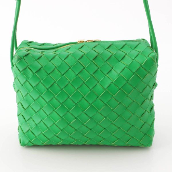 re bot ha w 00055 3 Bottega Veneta Intrecciato Small Loop Shoulder Bag Green