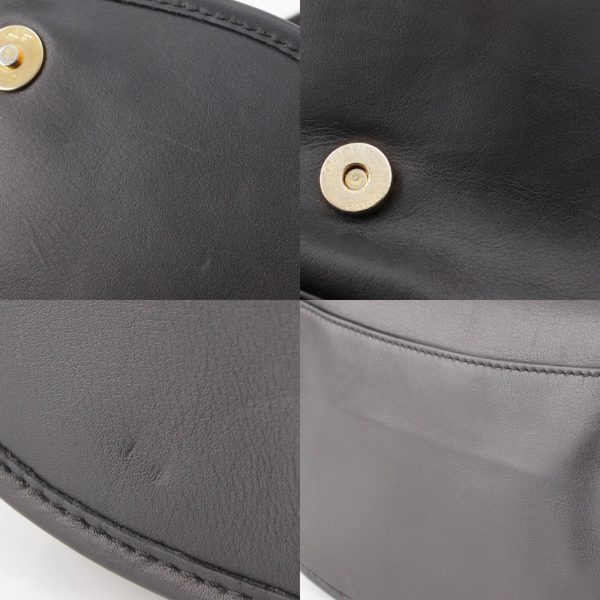 re cel sh w 00354 7 Celine Vintage Ring Hardware Leather Shoulder Bag Black