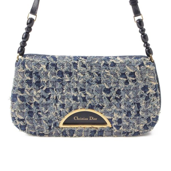 re dio sh w 00010 Dior Maris Pearl Denim Shoulder Bag Indigo