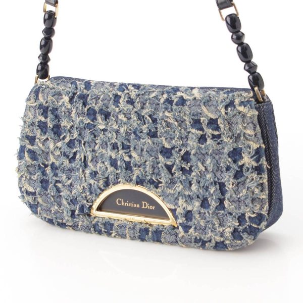 re dio sh w 00010 1 Dior Maris Pearl Denim Shoulder Bag Indigo