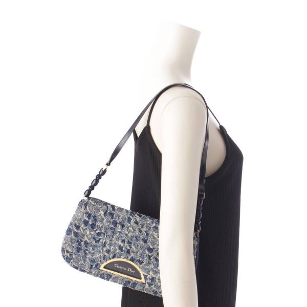 re dio sh w 00010 8 Dior Maris Pearl Denim Shoulder Bag Indigo