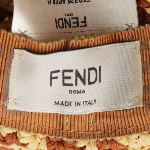 re fen du w 00009 8 Fendi Zucca Ff Pattern Raffia Bucket Hat Straw Hat Beige Brown