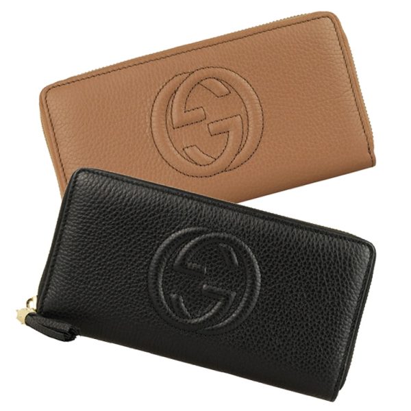 riv127a2 GUCCI Wallet for Women Included Round Zipper Leather Logo Black