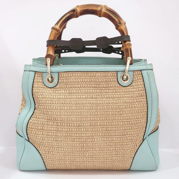 s2307 05 503574ik 01 GUCCI Bamboo Handbag Raffia Blue