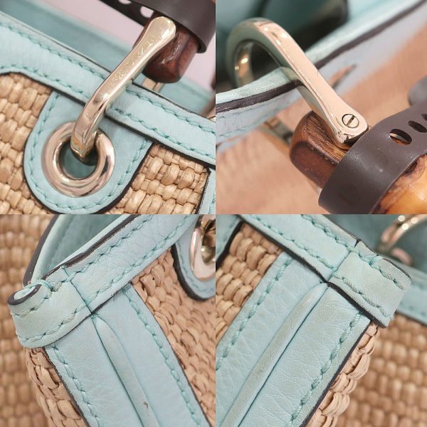 s2307 05 503574ik 08 GUCCI Bamboo Handbag Raffia Blue