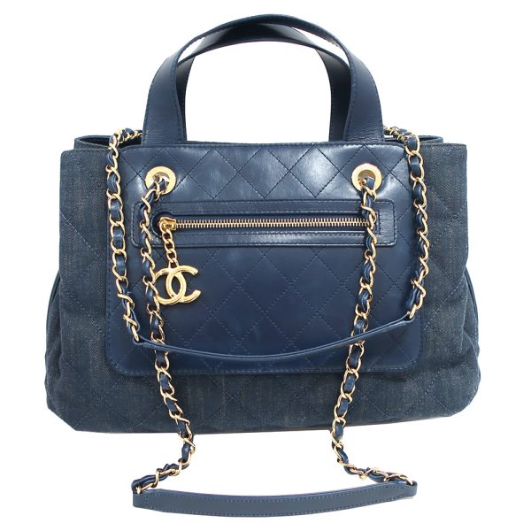 s2401 06 500360ik Chanel Matelasse Denim Shoulder Bag Blue