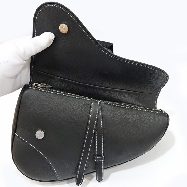 s2406 06 504300ym 04 Christian Dior Saddle Bag Leather Shoulder Black