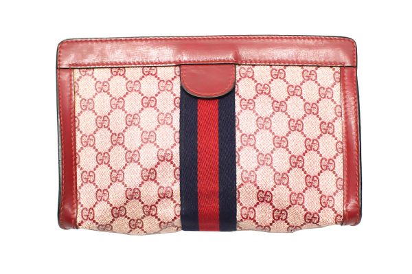 sdc240006 1 Gucci Sherry Line Leather Clutch bag Beige