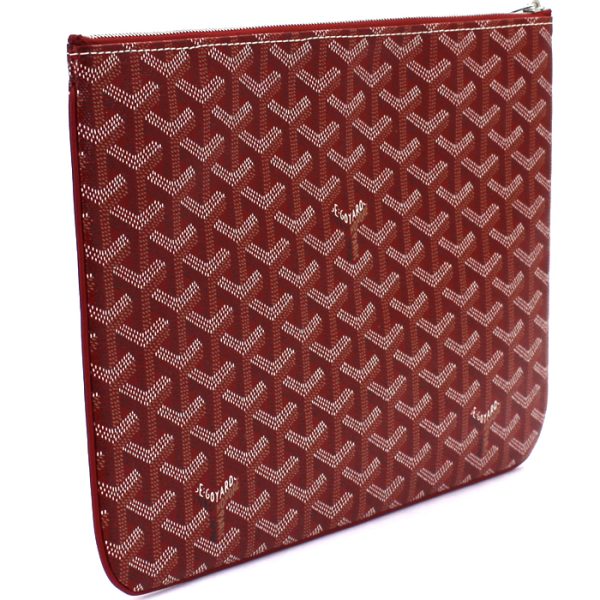 senat mm 02 2 GOYARD Sena Mm Pochette Clutch Bag Leather Rouge