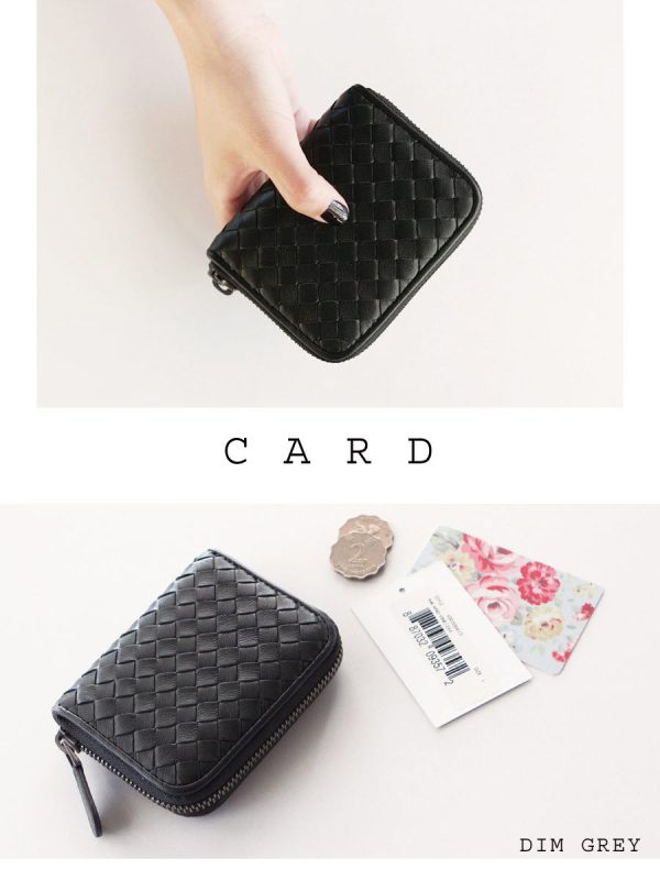 std11 912 01 Lambskin Braided Wallet Mesh Wallet Black