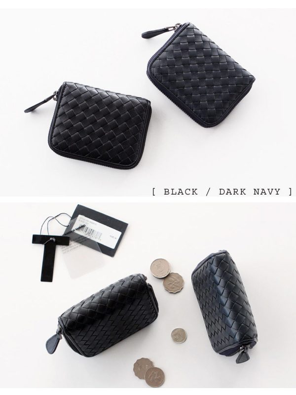 std11 912 07 Lambskin Braided Wallet Mesh Wallet Black