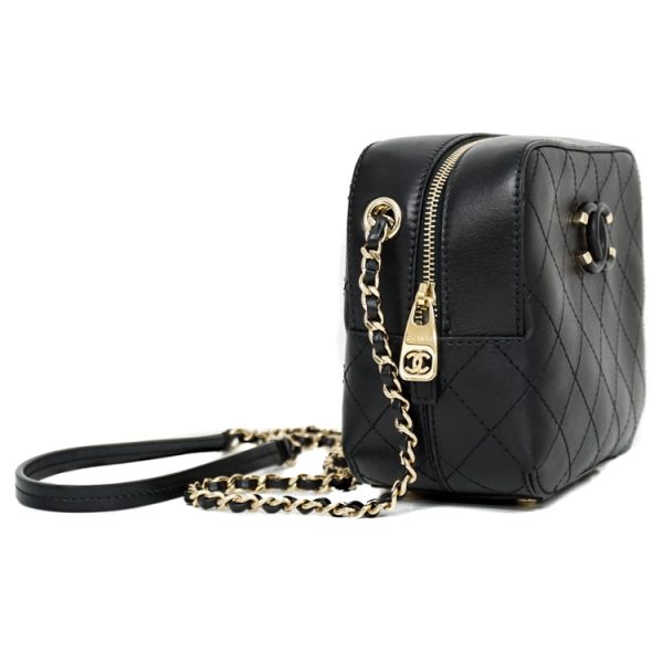 sw23 0167 02 Chanel Matelasse Small Chain Shoulder Bag Black