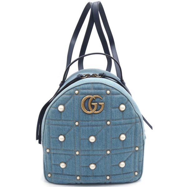 t yj06294 Gucci Gg Marmont Rucksack Denim Leather Bagpack Blue